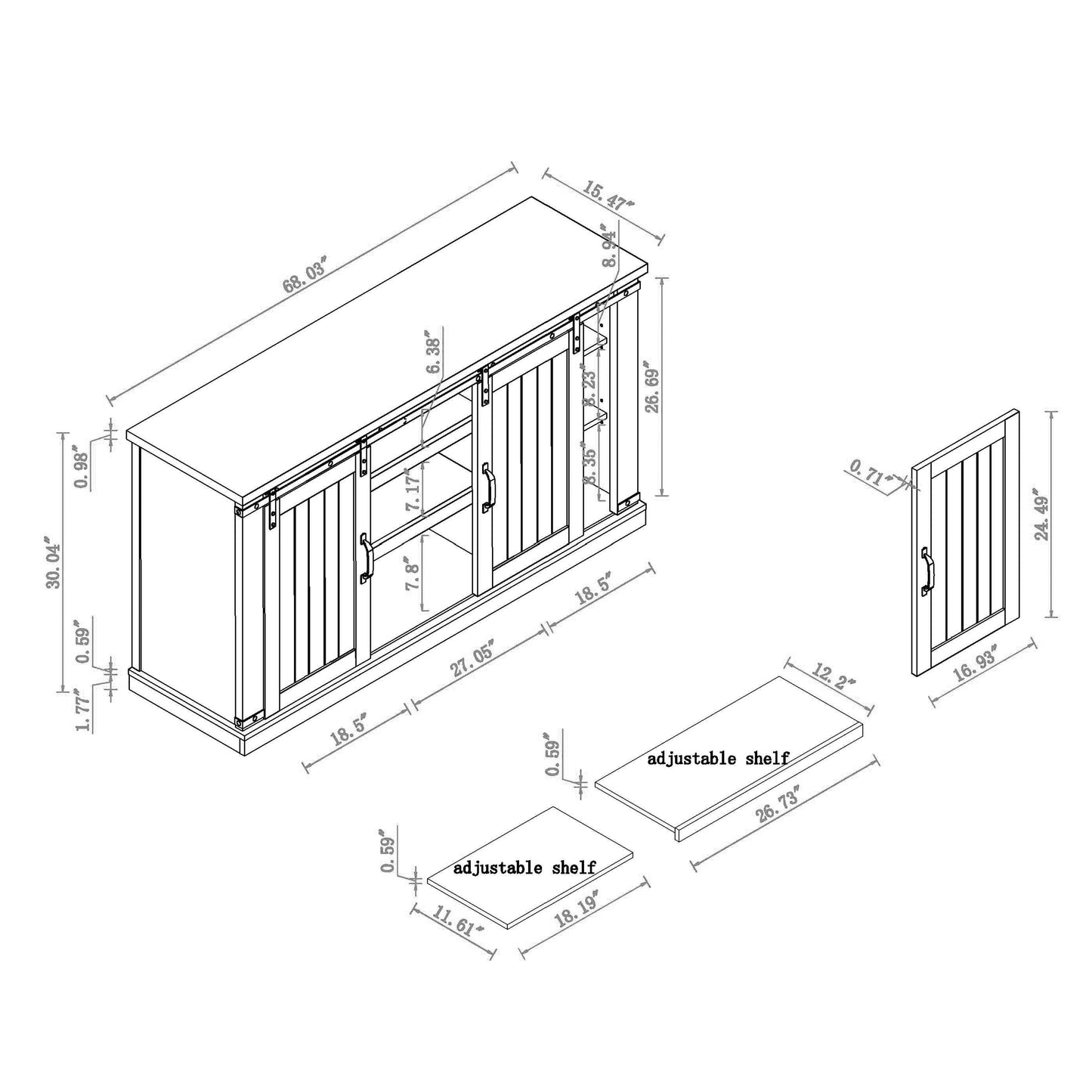 Festivo FTS20701 68" TV Stand-Grey