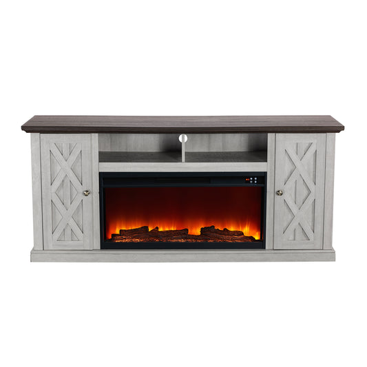 Festivo FTS21200 68" TV Stand with 36" Electric Fireplace-White