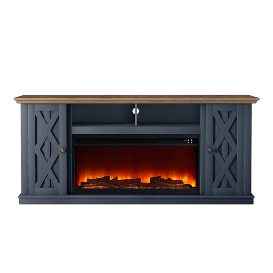 Festivo FTS22201 68" TV Stand with 36" Electric Fireplace-Navy