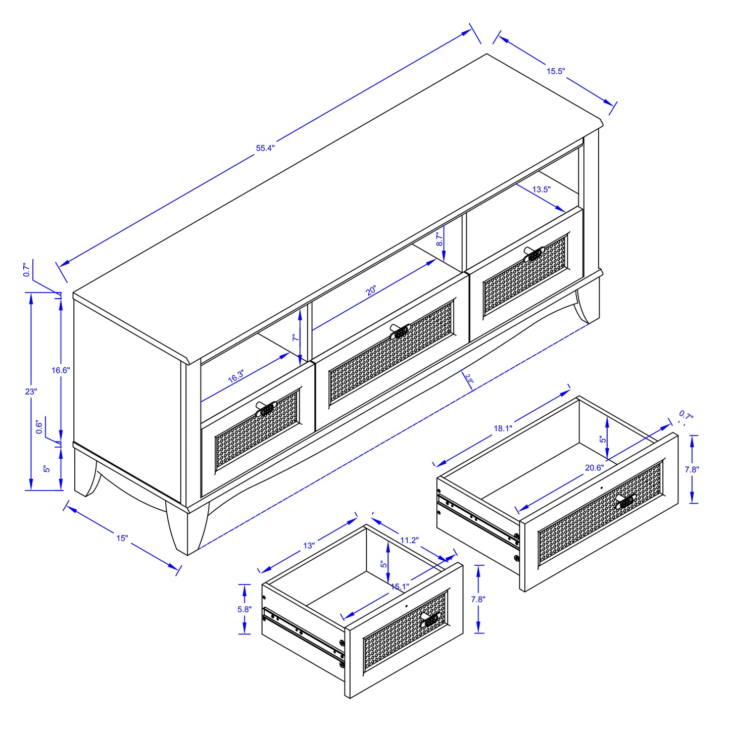Festivo FTS22323 55" TV Stand-Beige