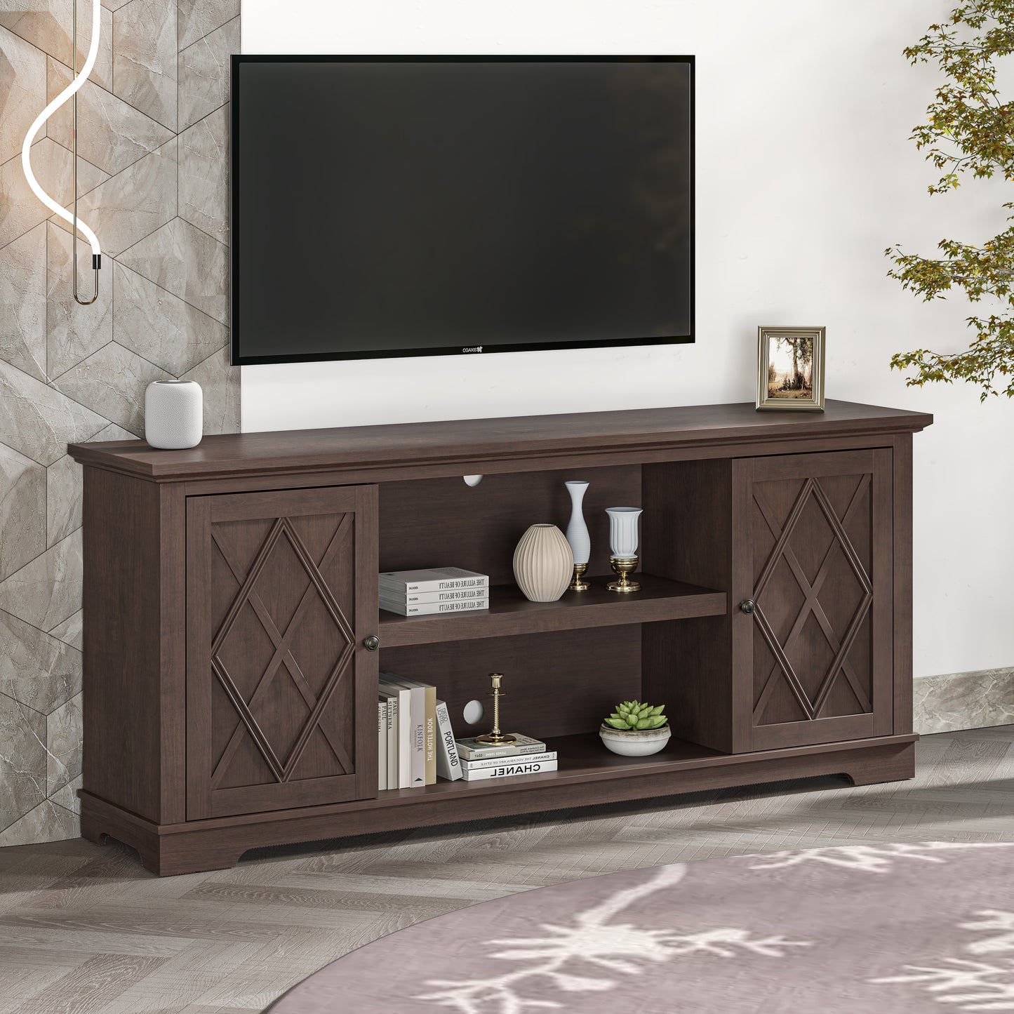 Festivo FTS22510 70" TV Stand-Brown