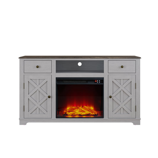 Festivo FTS23227 60" TV Stand with 23" Electric Fireplace-Grey