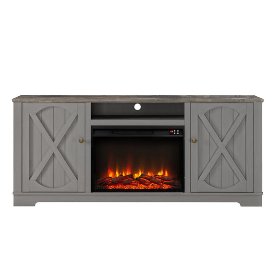 Festivo FTS23237 70" TV Stand with 26" Electric Fireplace-Grey