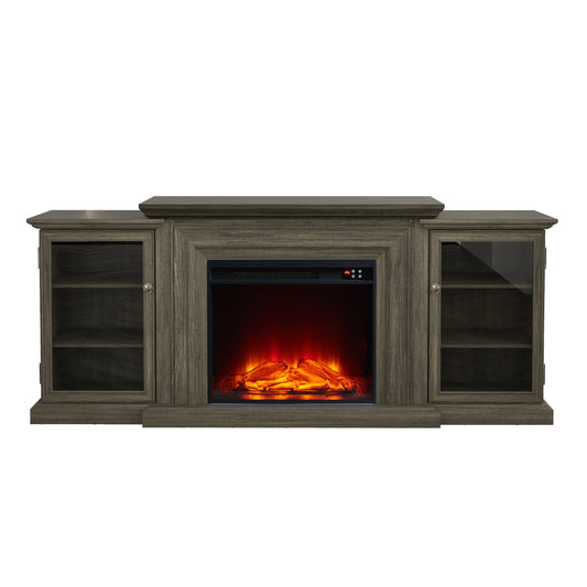 Festivo FTS23321 70" TV Stand with 23" Electric Fireplace-Brown