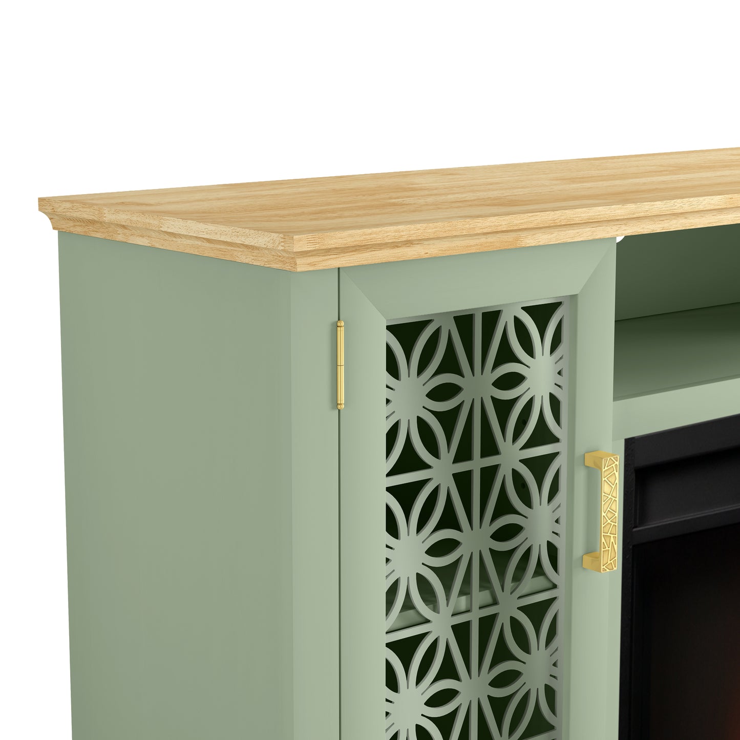 Festivo FTS23520 60" TV Stand with 26" Electric Fireplace-Green