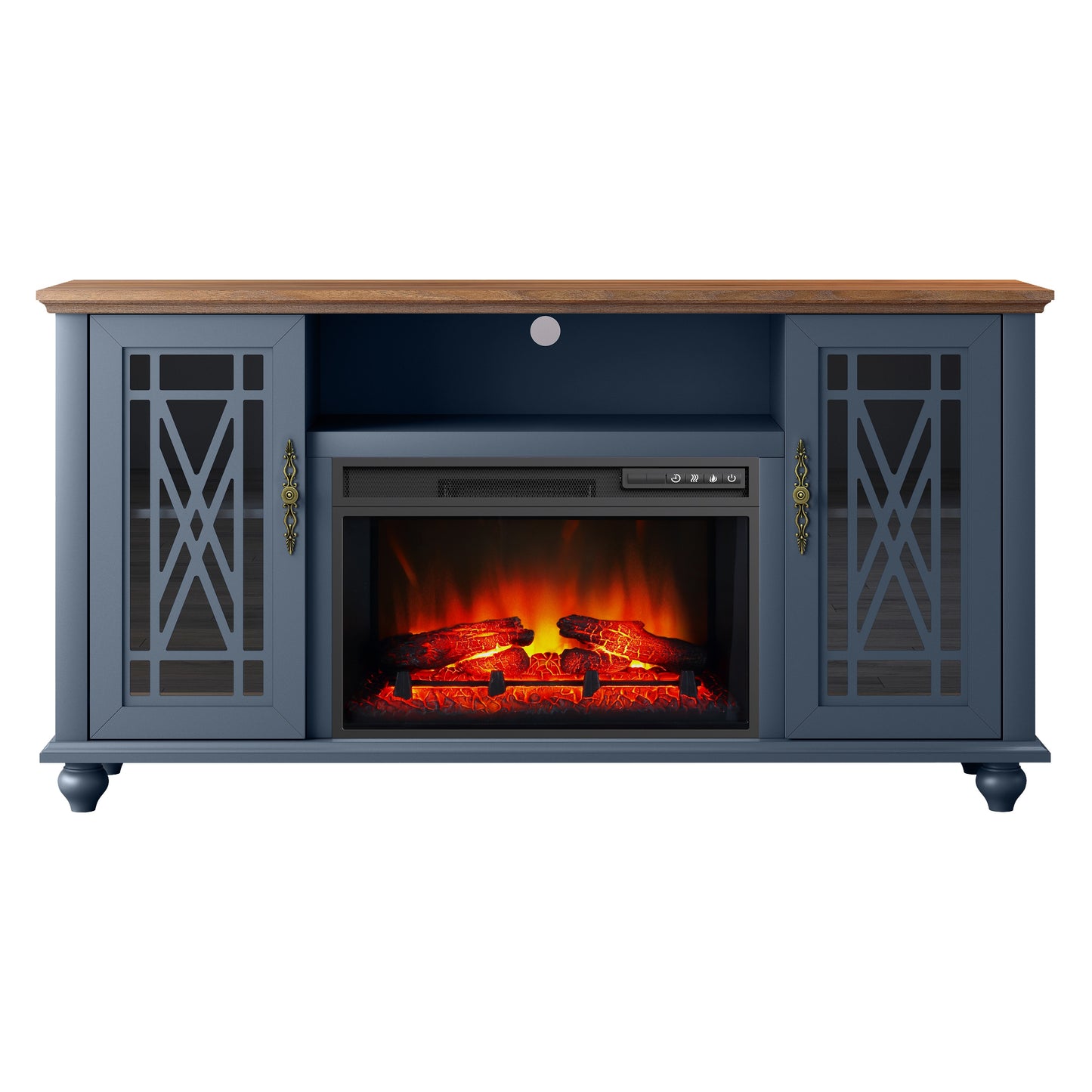 Festivo FTS24163 61" TV Stand with 26" Electric Fireplace-Navy