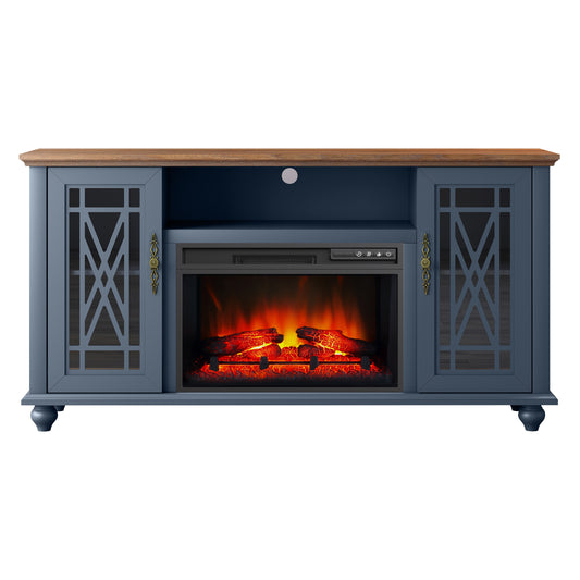 Festivo FTS24163 61" TV Stand with 26" Electric Fireplace-Navy