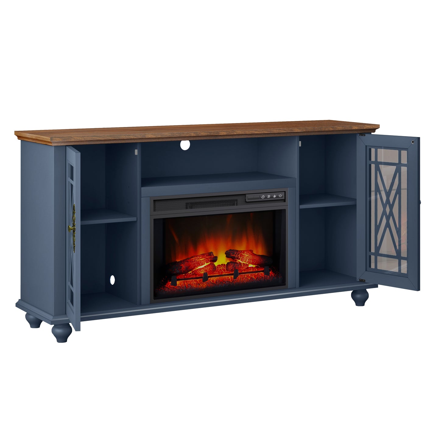 Festivo FTS24163 61" TV Stand with 26" Electric Fireplace-Navy