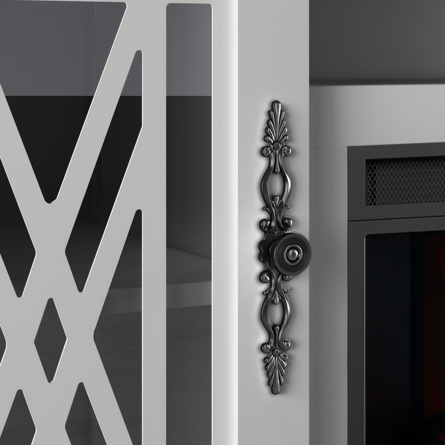 Festivo FTS24164 61" TV Stand with 26" Electric Fireplace-White