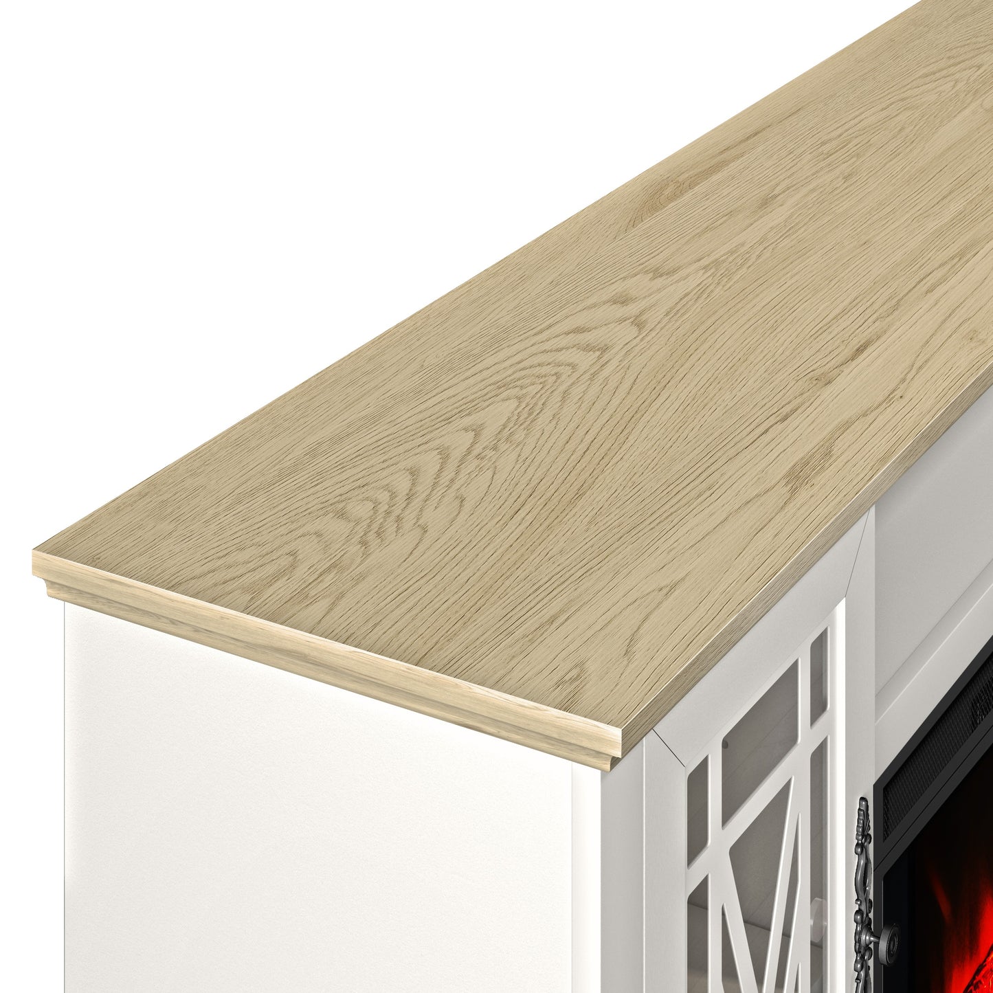 Festivo FTS24164 61" TV Stand with 26" Electric Fireplace-White
