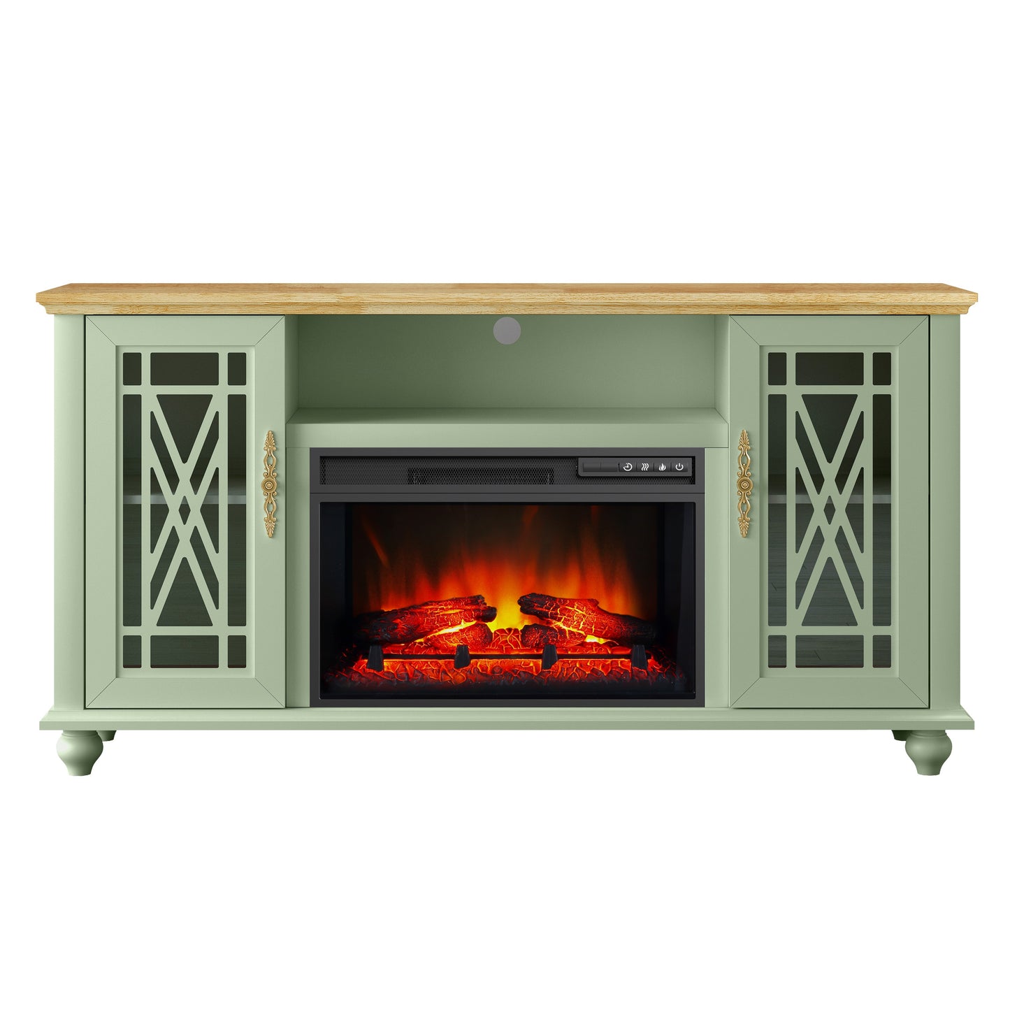 Festivo FTS24165 61" TV Stand with 26" Electric Fireplace-Green