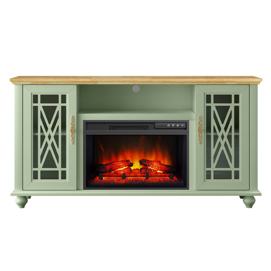 Festivo FTS24165 61" TV Stand with 26" Electric Fireplace-Green
