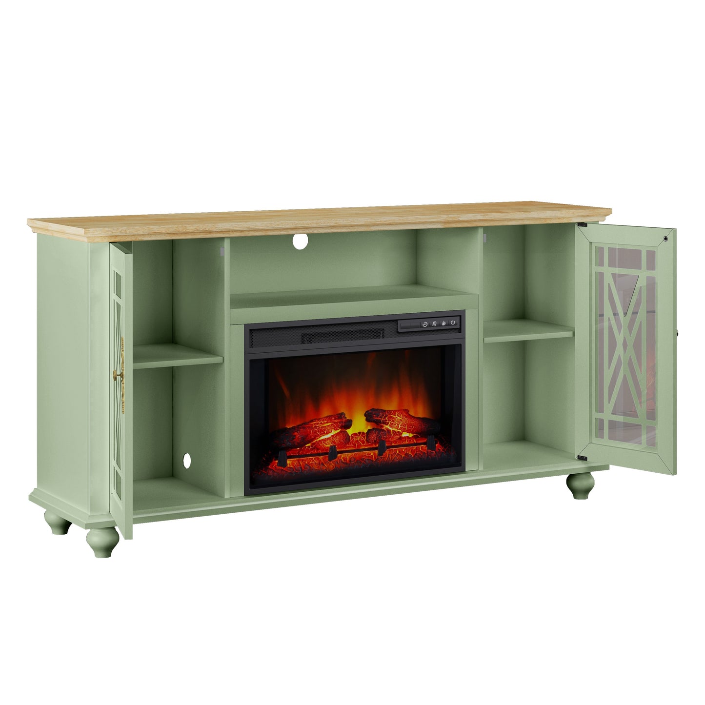 Festivo FTS24165 61" TV Stand with 26" Electric Fireplace-Green