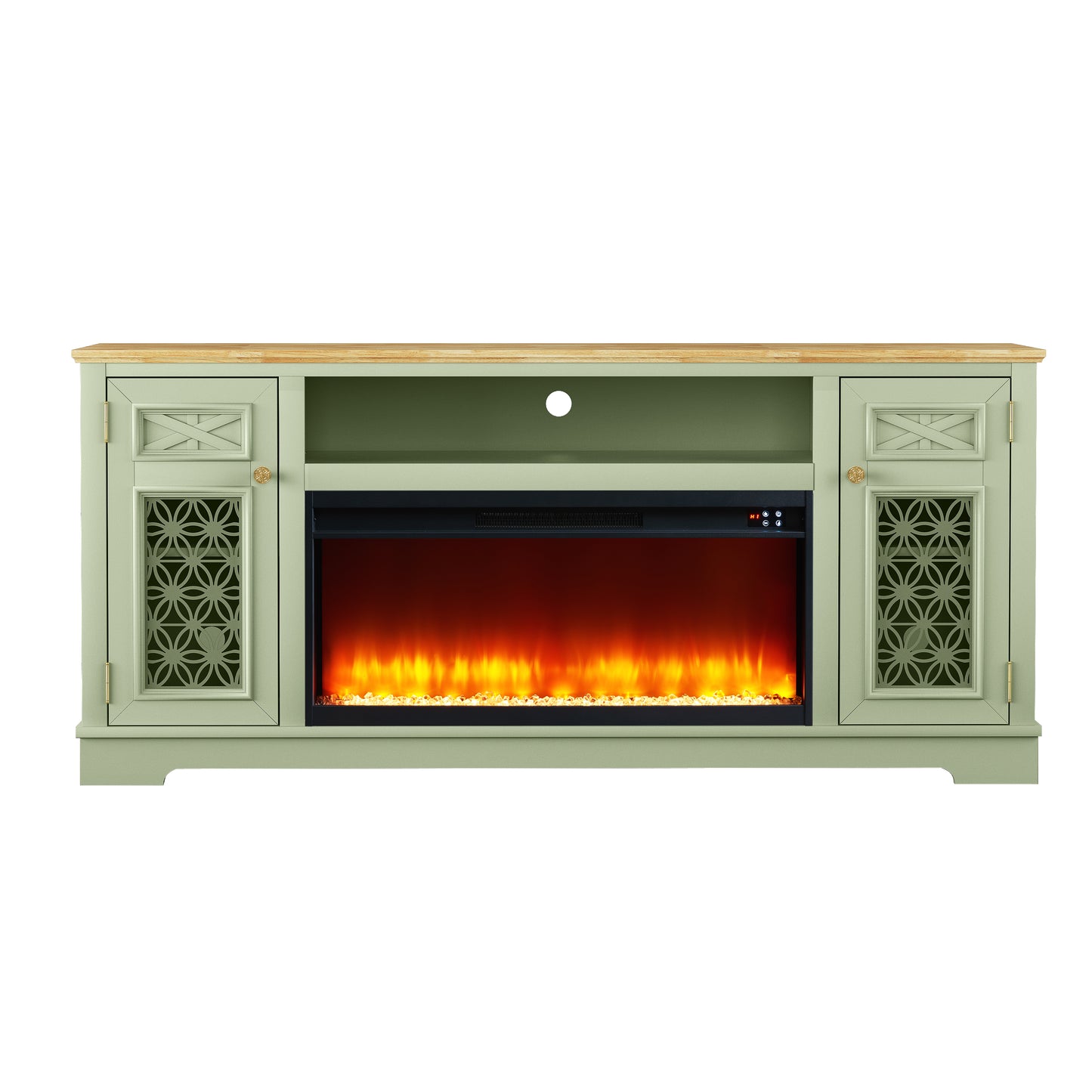 Festivo FTS24270 70" TV Stand with 36" Electric Fireplace-Green