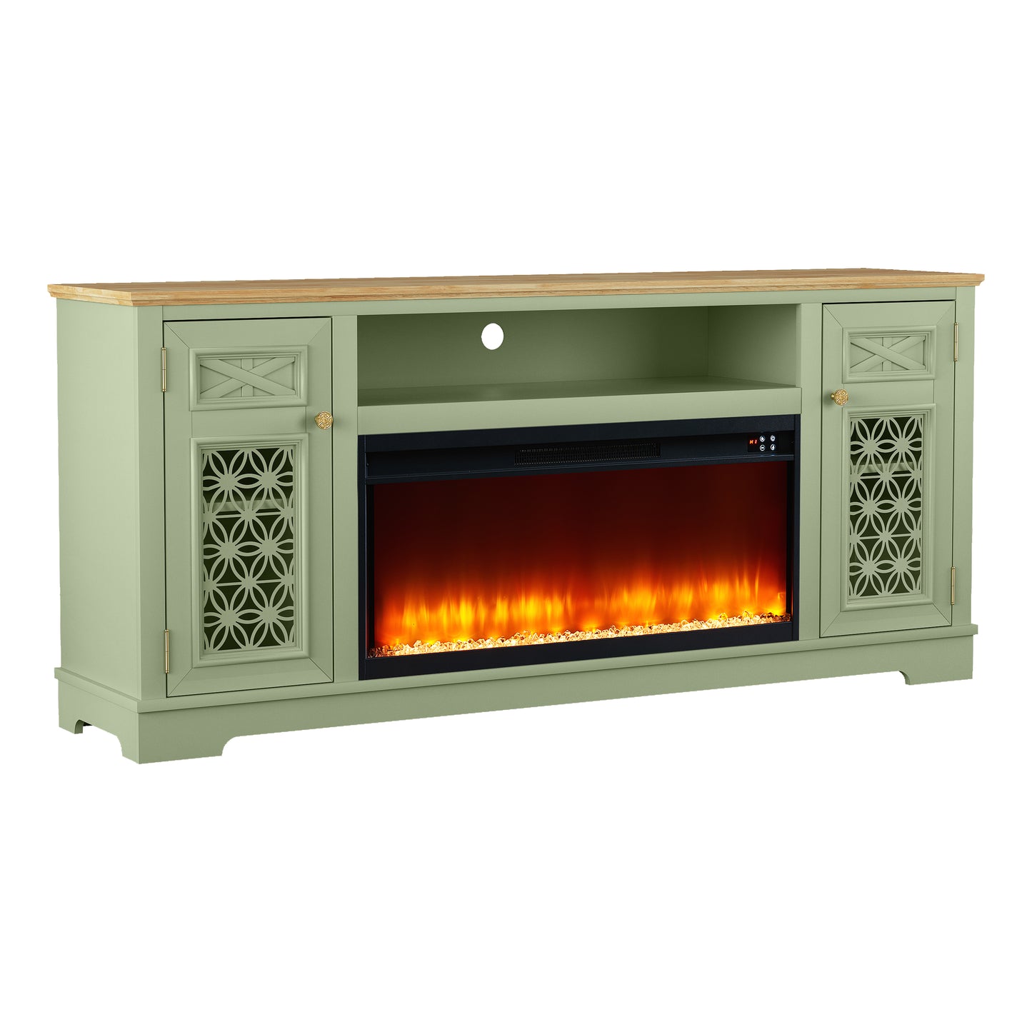 Festivo FTS24270 70" TV Stand with 36" Electric Fireplace-Green