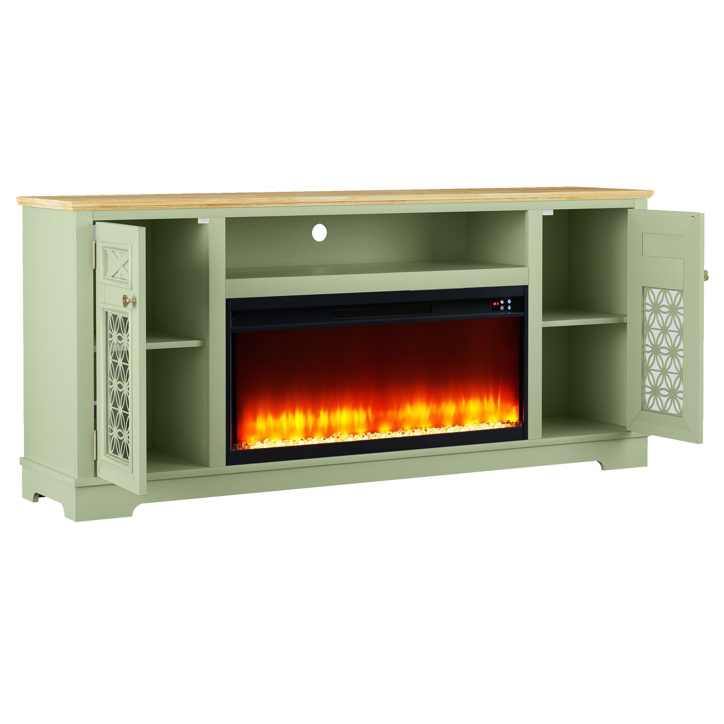 Festivo FTS24270 70" TV Stand with 36" Electric Fireplace-Green