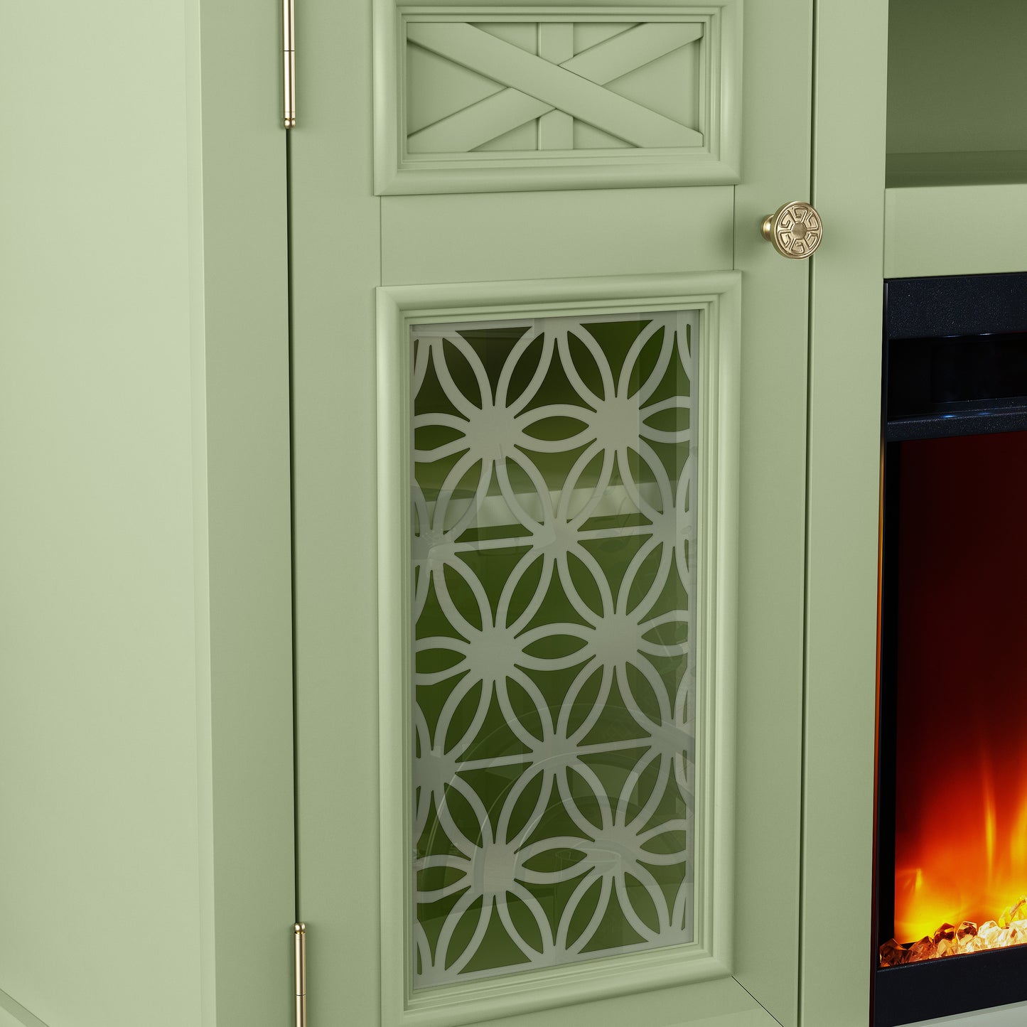 Festivo FTS24270 70" TV Stand with 36" Electric Fireplace-Green