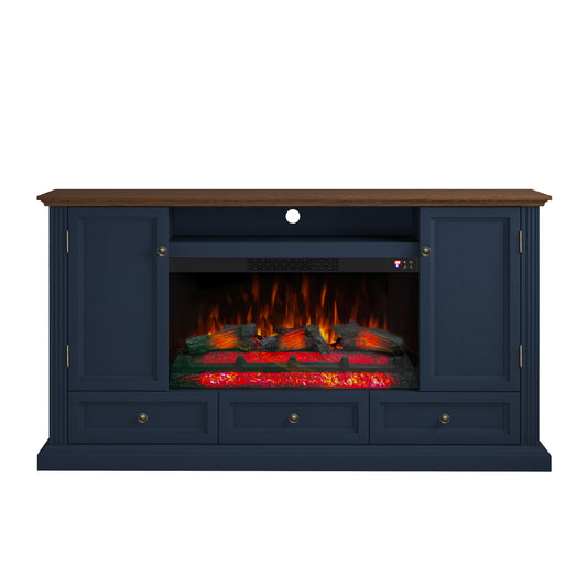 Festivo FTS26011 67" TV Stand with 33" Electric Fireplace-Navy
