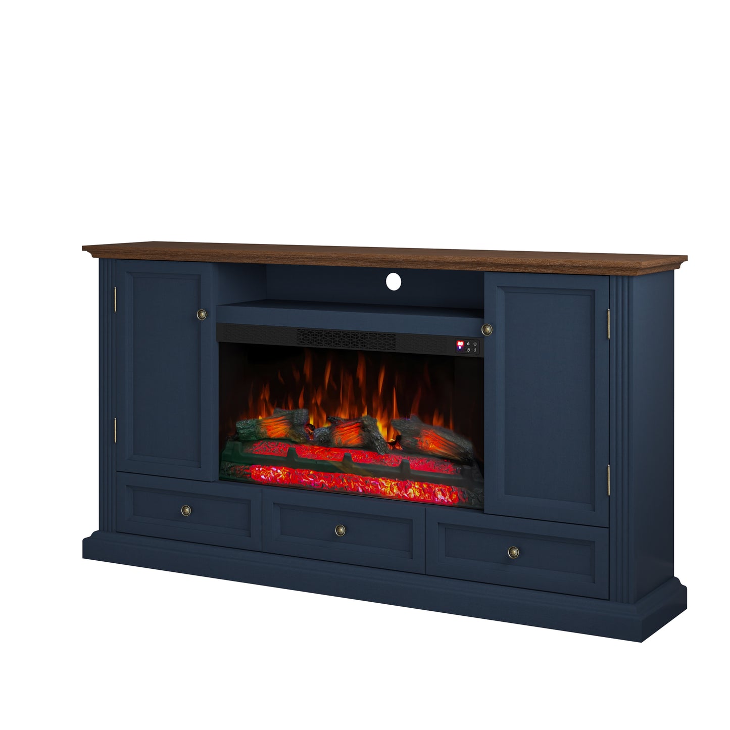 Festivo FTS26011 67" TV Stand with 33" Electric Fireplace-Navy