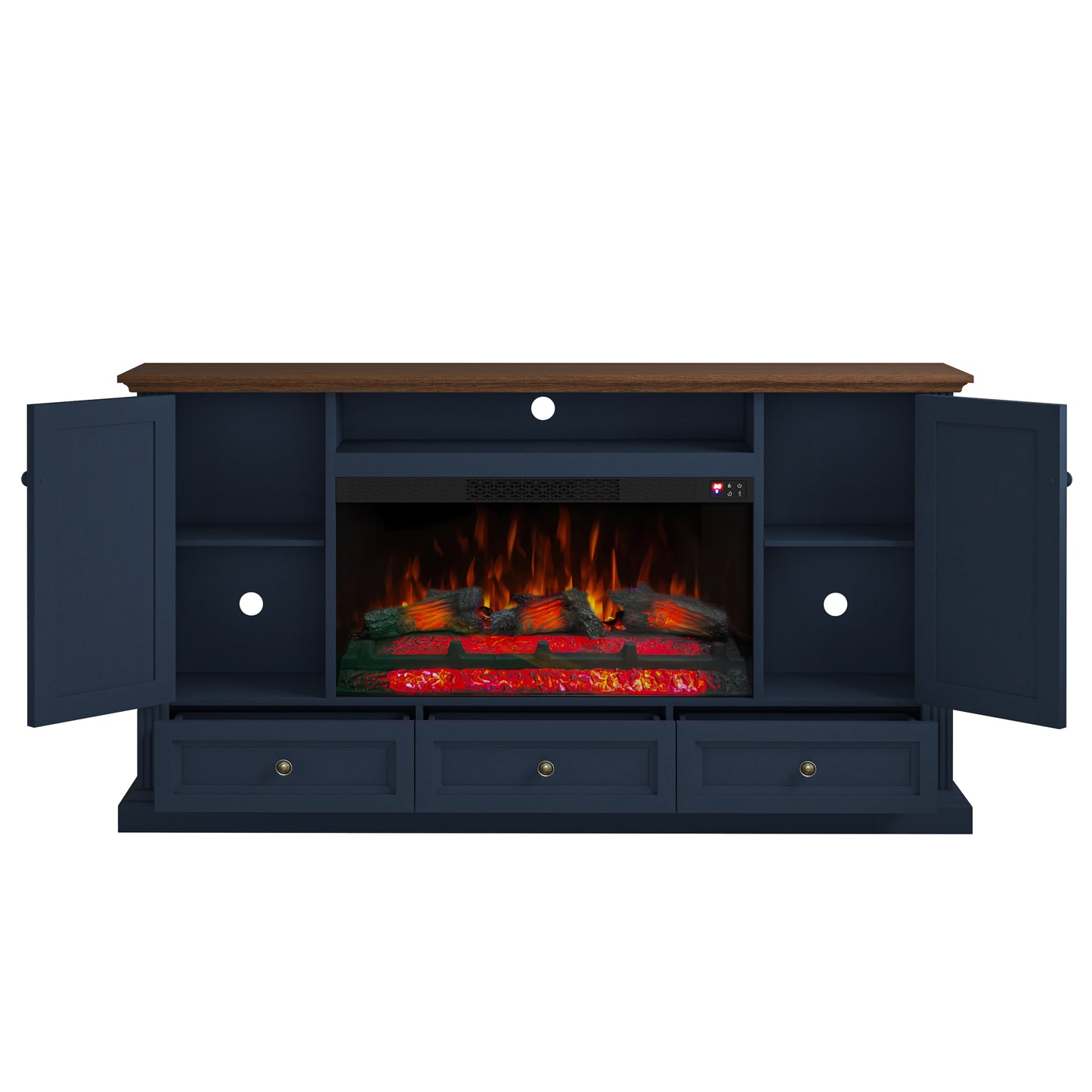 Festivo FTS26011 67" TV Stand with 33" Electric Fireplace-Navy
