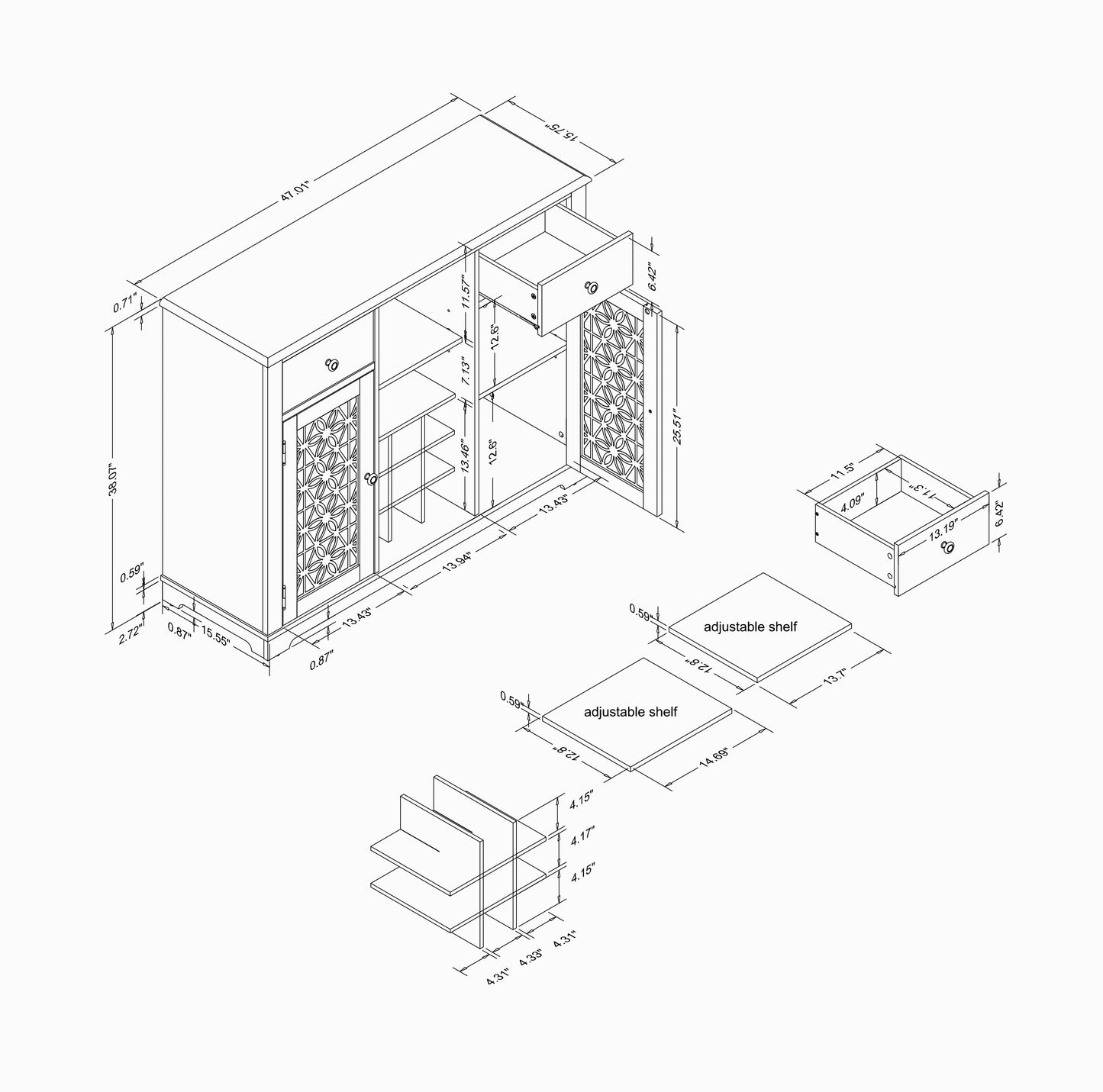 Festivo FWC23319 47" Wine Cabinet-Green