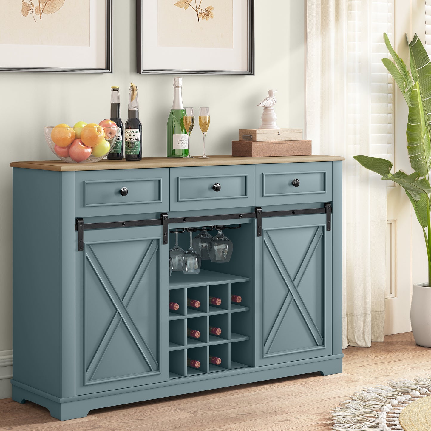 Festivo  FWC23511 54" Wine Cabinet-Blue