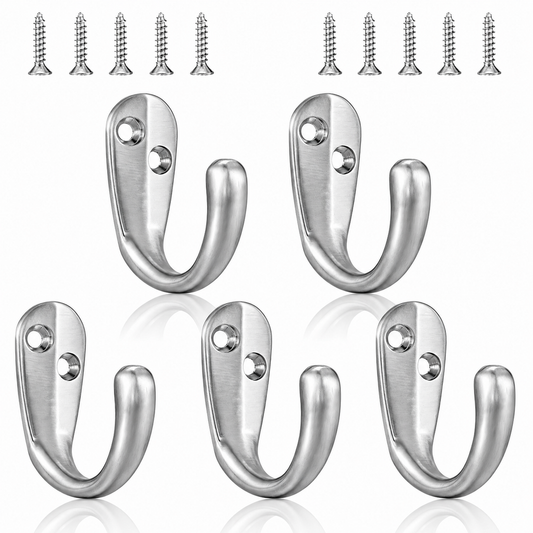 LF6004BN-Brushed Nickel 5 Pack Premium Aluminum Alloy Coat Dual Hooks