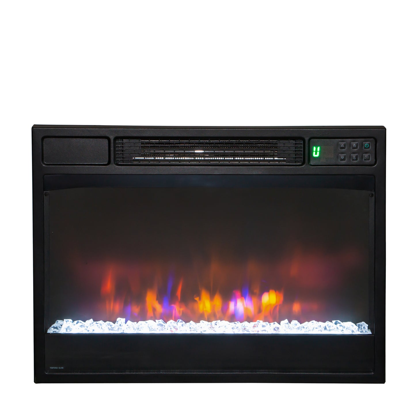 Festivo FFP25102 44.5" Electric Fireplace MGO Mantel with a Natural Stone–Look Finish-Black Travertine