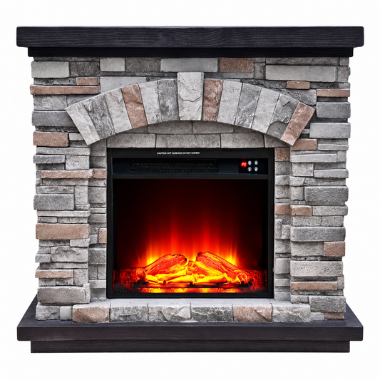 Festivo FFP20141 36" Electric Fireplace Mantel with Faux Brick-Grey